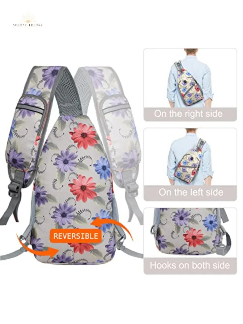 ZOMAKE Sling Bag, Small Crossbody Sling Backpack, Water Resistant, Anti Thief,